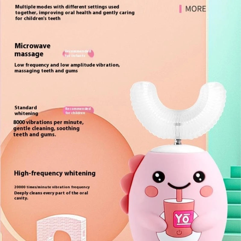 2-6 years old Kids U-Shaped Rechargeable Sonic Electric Toothbrush With Smart Timing And IPX7 Waterproof