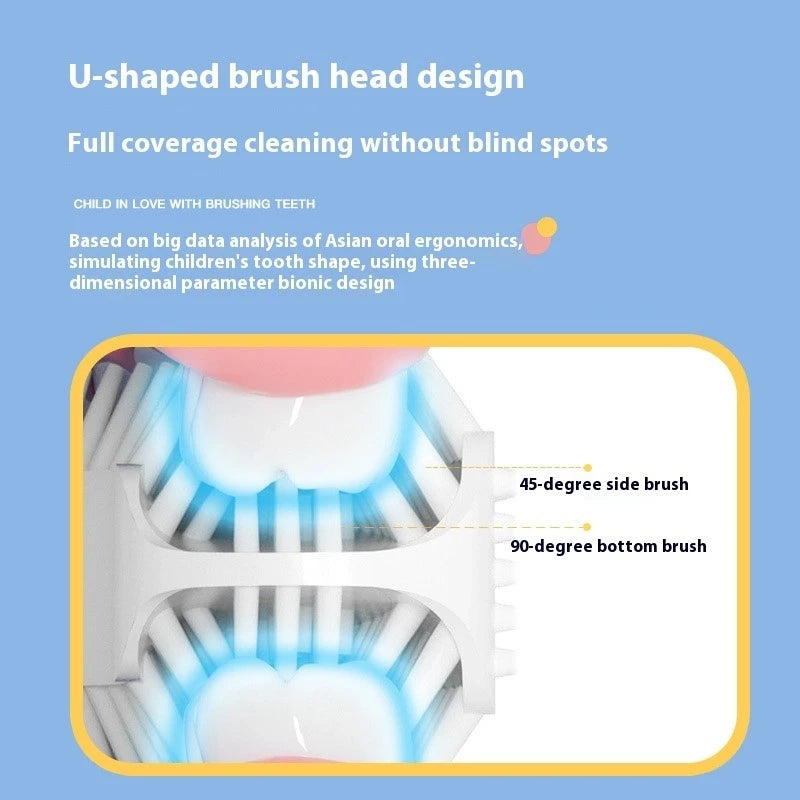 2-6 years old Kids U-Shaped Rechargeable Sonic Electric Toothbrush With Smart Timing And IPX7 Waterproof