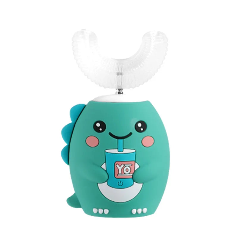 U Shaped Sonic Electric Toothbrush Cartoon Pattern for Kids Children 360° Automatic Silicone Teeth Brush Blue Light Waterproof