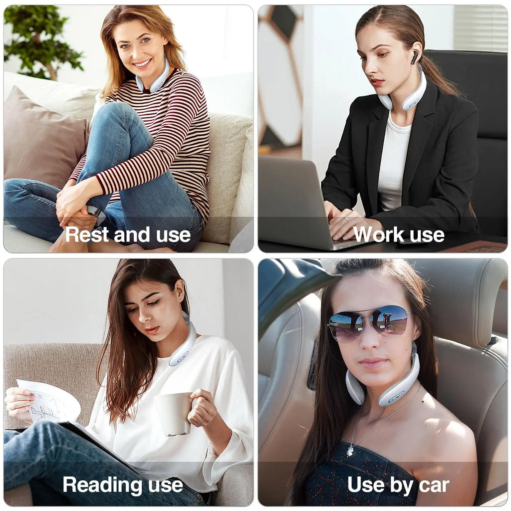 Vibration Neck Masssger Rechargeable Low Frequency Pulse Cervical Massager Smart Electric Neck Massager Red Light Massage