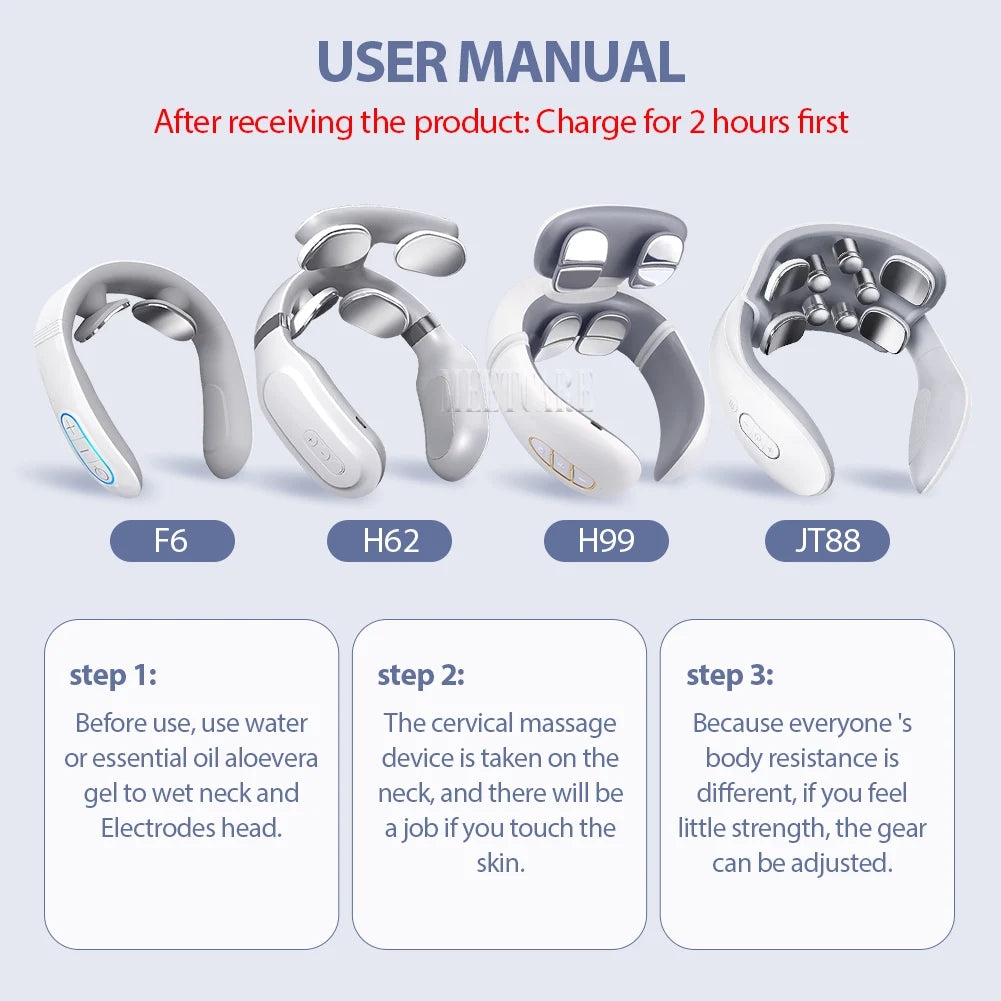 TENS Pulse Neck Massage Household Cervical Spine Massager Wireless Smart Sholder Cervical Massager Heating Muscle Punch Beating