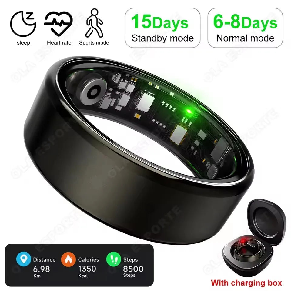 R10 Smart Ring With Charging Case Men Women Blood Pressure Health Sleep Monitor 5ATM Waterproof Smartring Multi-sport Modes HT30